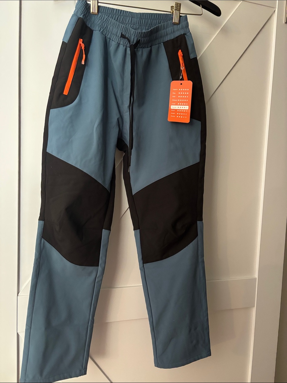 Kids Blue and Black Active Softshell Pants with Orange Accents